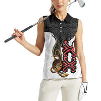 Personalised Papua New Guinea Oro Necklace Women Sleeveless Polo Shirt Black Melanesia Traditional Pattern