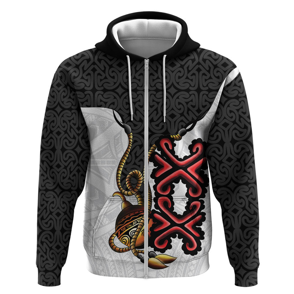 Personalised Papua New Guinea Oro Necklace Zip Hoodie Black Melanesia Traditional Pattern