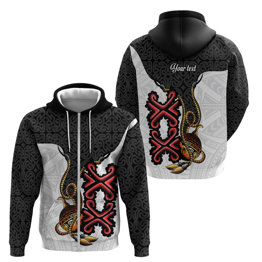 Personalised Papua New Guinea Oro Necklace Zip Hoodie Black Melanesia Traditional Pattern