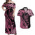 Polynesian Floral Butterfly Couples Matching Off Shoulder Maxi Dress and Hawaiian Shirt Breast Cancer Pink Ribbon LT9 Pink - Polynesian Pride