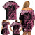 Polynesian Floral Butterfly Family Matching Off Shoulder Short Dress and Hawaiian Shirt Breast Cancer Pink Ribbon LT9 - Polynesian Pride