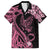 Polynesian Floral Butterfly Family Matching Off Shoulder Short Dress and Hawaiian Shirt Breast Cancer Pink Ribbon LT9 Dad's Shirt - Short Sleeve Pink - Polynesian Pride