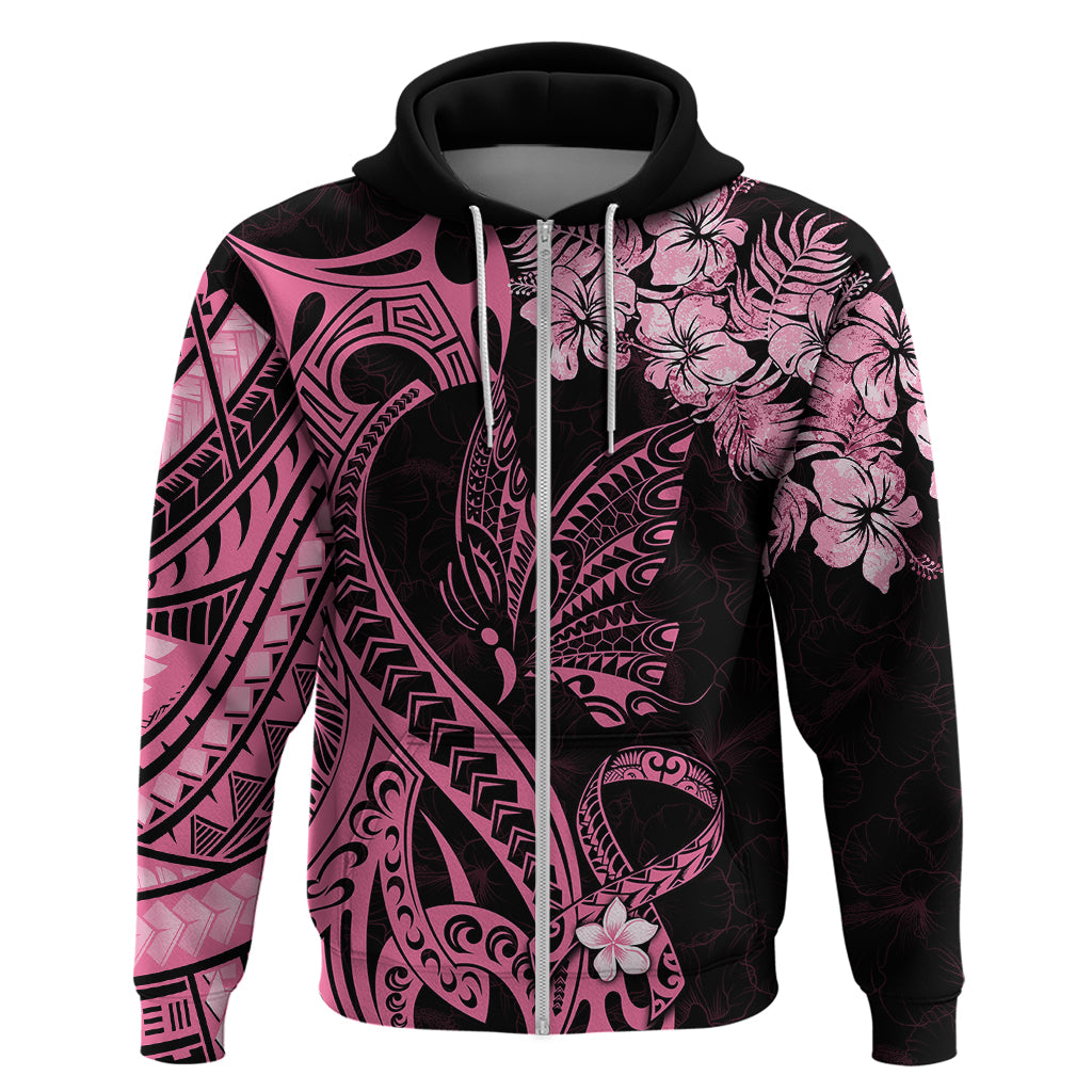 Polynesian Floral Butterfly Hoodie Breast Cancer Pink Ribbon LT9 - Polynesian Pride