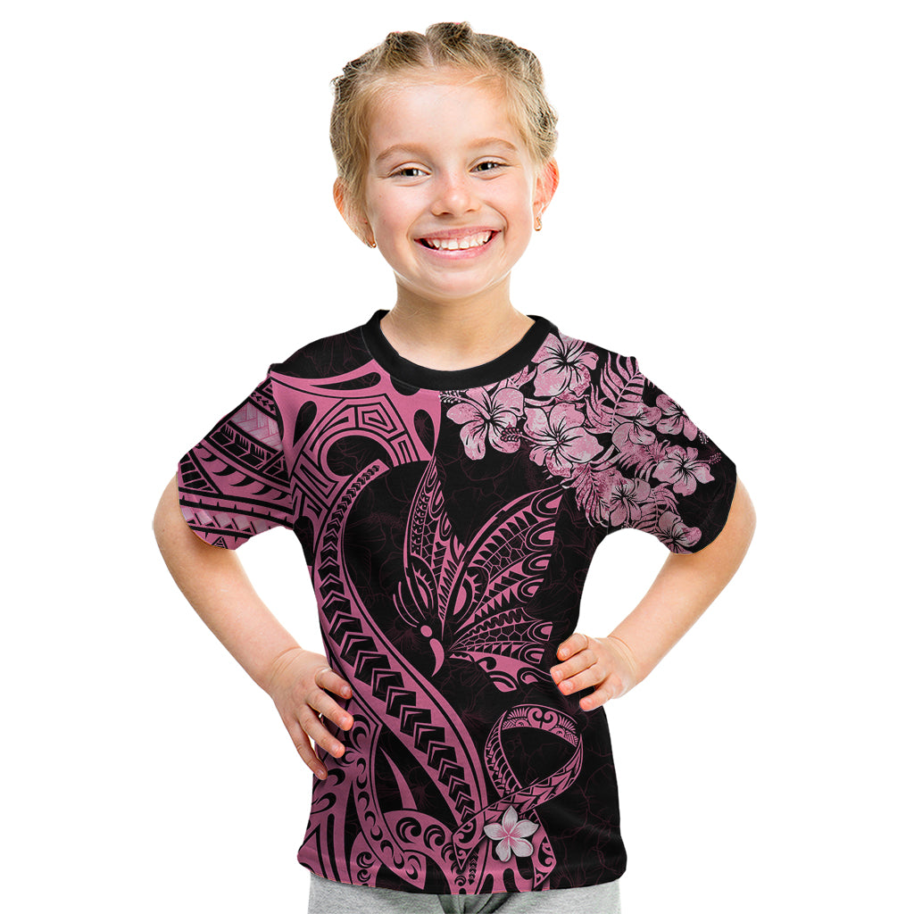 Polynesian Floral Butterfly Kid T Shirt Breast Cancer Pink Ribbon LT9 Pink - Polynesian Pride