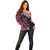 Polynesian Floral Butterfly Off Shoulder Sweater Breast Cancer Pink Ribbon LT9 - Polynesian Pride