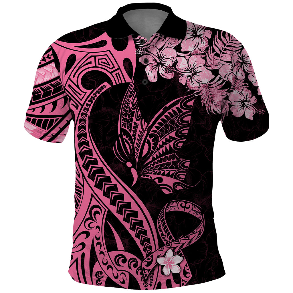 Polynesian Floral Butterfly Polo Shirt Breast Cancer Pink Ribbon LT9 Pink - Polynesian Pride