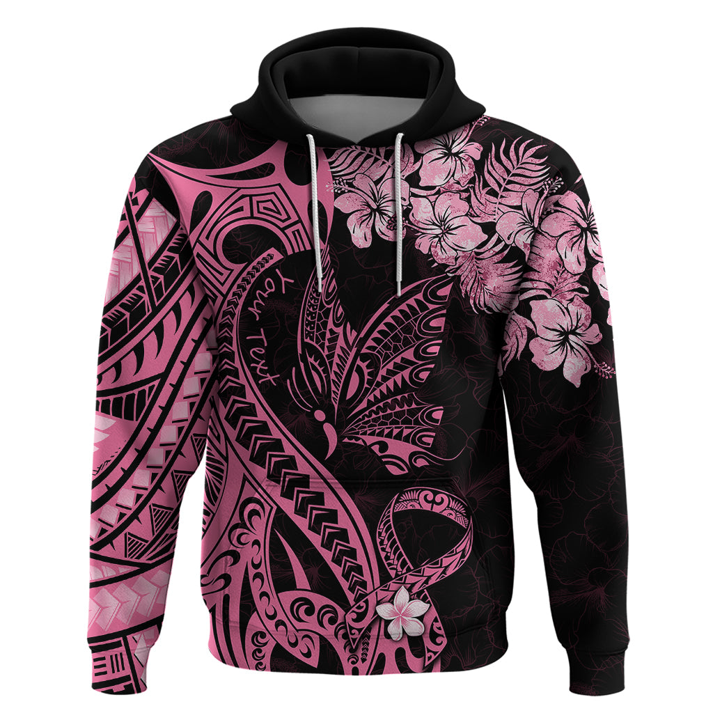 Personalised Polynesian Floral Butterfly Hoodie Breast Cancer Pink Ribbon LT9 Pink - Polynesian Pride