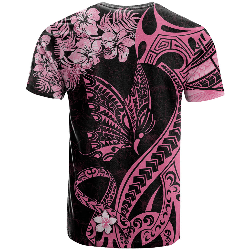 Personalised Polynesian Floral Butterfly T Shirt Breast Cancer Pink Ribbon LT9 - Polynesian Pride