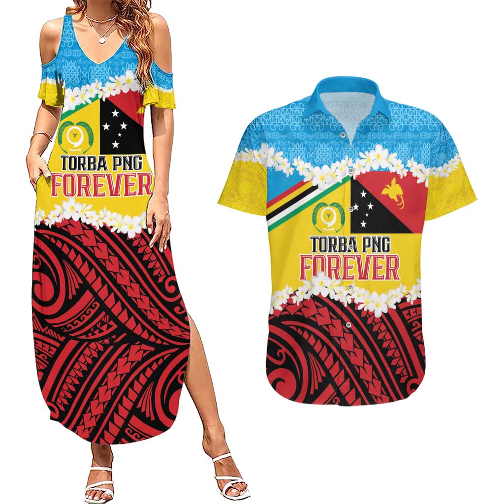 Personalised Torba PNG Forever Couples Matching Summer Maxi Dress and Hawaiian Shirt Polynesian Sand Art - Polynesian Pride