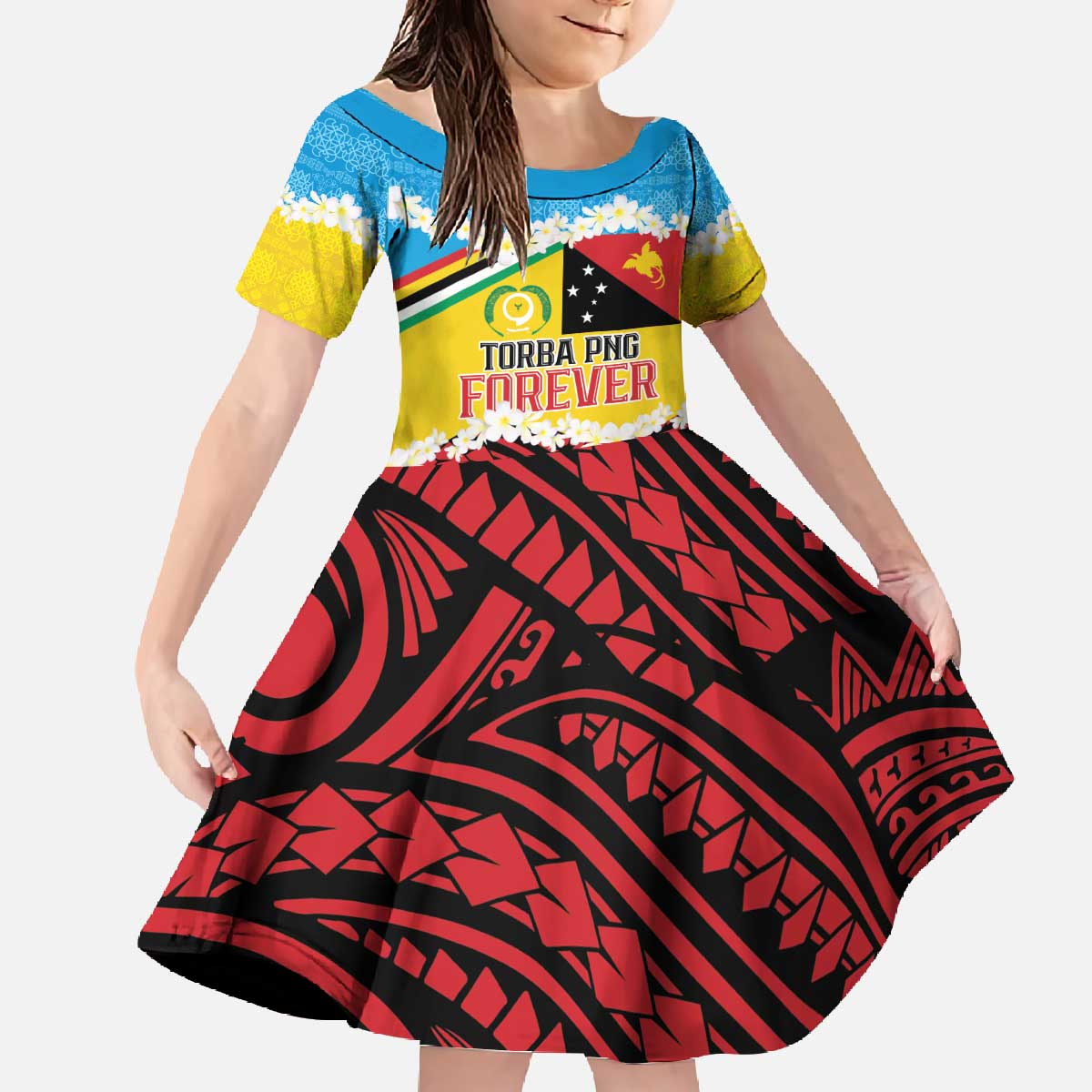 Personalised Torba PNG Forever Family Matching Off The Shoulder Long Sleeve Dress and Hawaiian Shirt Polynesian Sand Art - Polynesian Pride