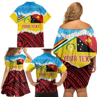 Personalised Torba PNG Forever Family Matching Off Shoulder Short Dress and Hawaiian Shirt Polynesian Sand Art - Polynesian Pride