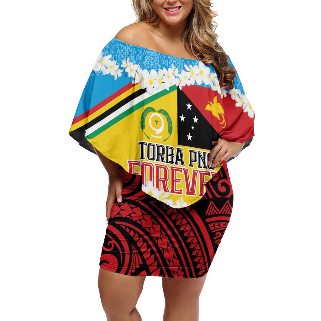 Personalised Torba PNG Forever Off Shoulder Short Dress Polynesian Sand Art - Polynesian Pride