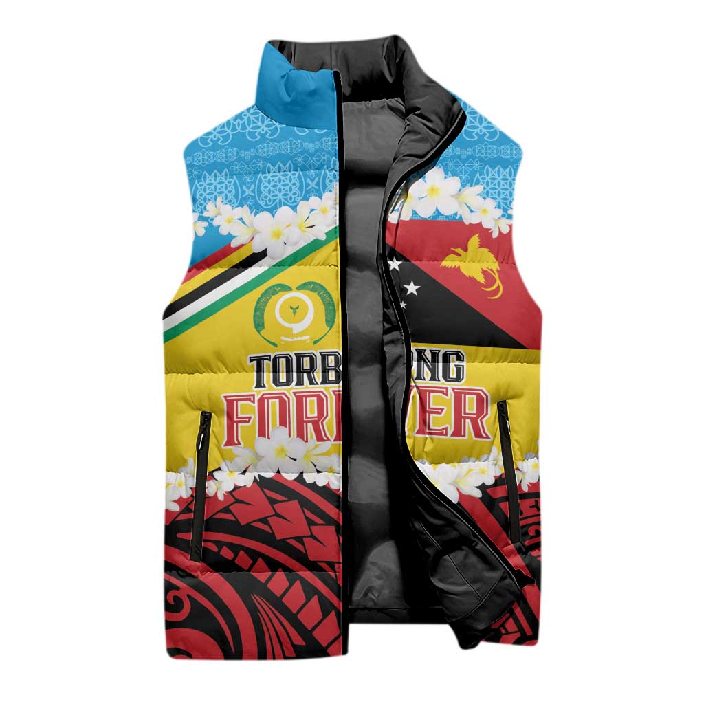 Personalised Torba PNG Forever Sleeveless Puffer Jacket Polynesian Sand Art - Polynesian Pride