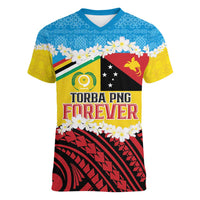 Personalised Torba PNG Forever Women V-Neck T-Shirt Polynesian Sand Art - Polynesian Pride