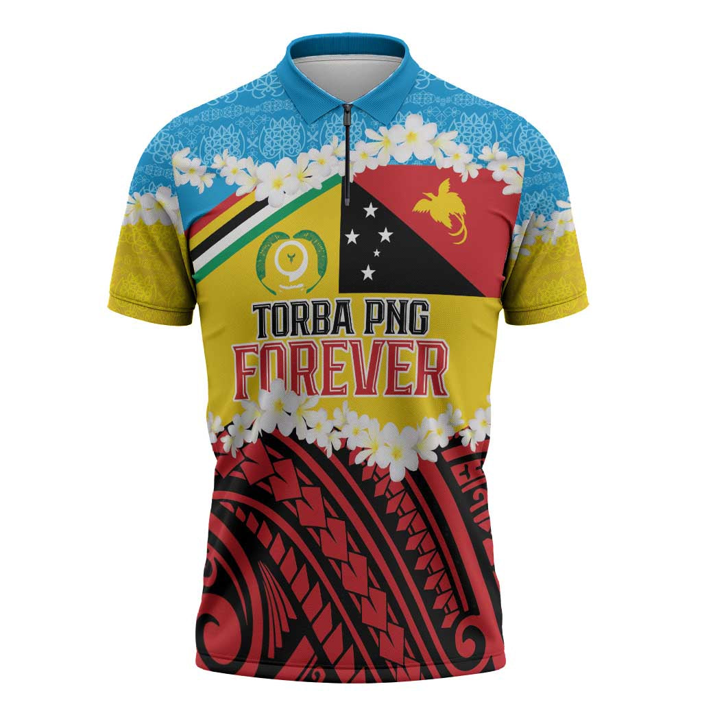 Personalised Torba PNG Forever Zipper Polo Shirt Polynesian Sand Art - Polynesian Pride