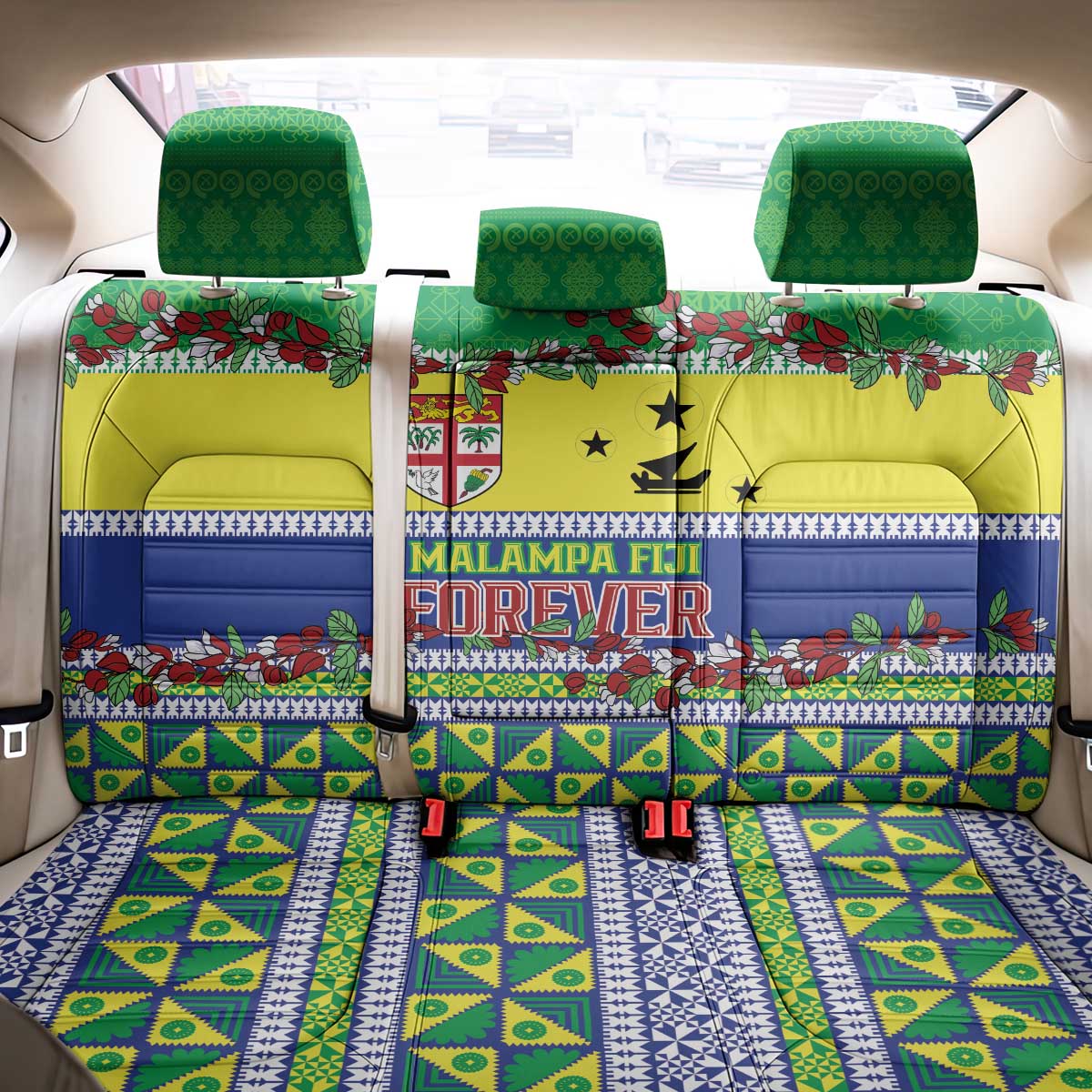Malampa Fiji Forever Back Car Seat Cover Tagimoucia Polynesian Sand Drawing - Polynesian Pride