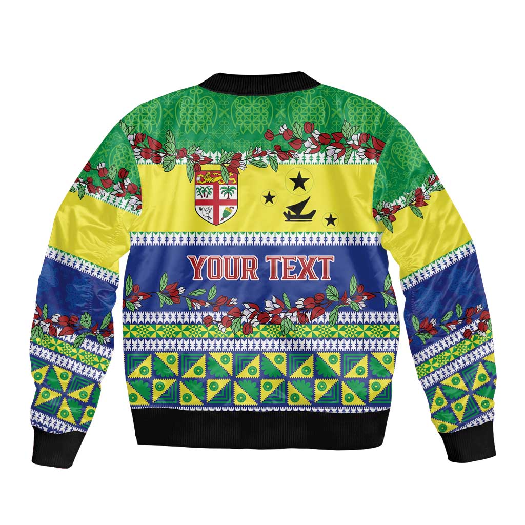 Personalised Malampa Fiji Forever Bomber Jacket Tagimoucia Polynesian Sand Drawing - Polynesian Pride