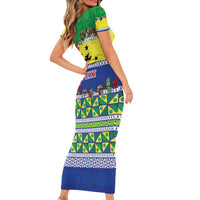 Personalised Malampa Fiji Forever Family Matching Short Sleeve Bodycon Dress and Hawaiian Shirt Tagimoucia Polynesian Sand Drawing - Polynesian Pride