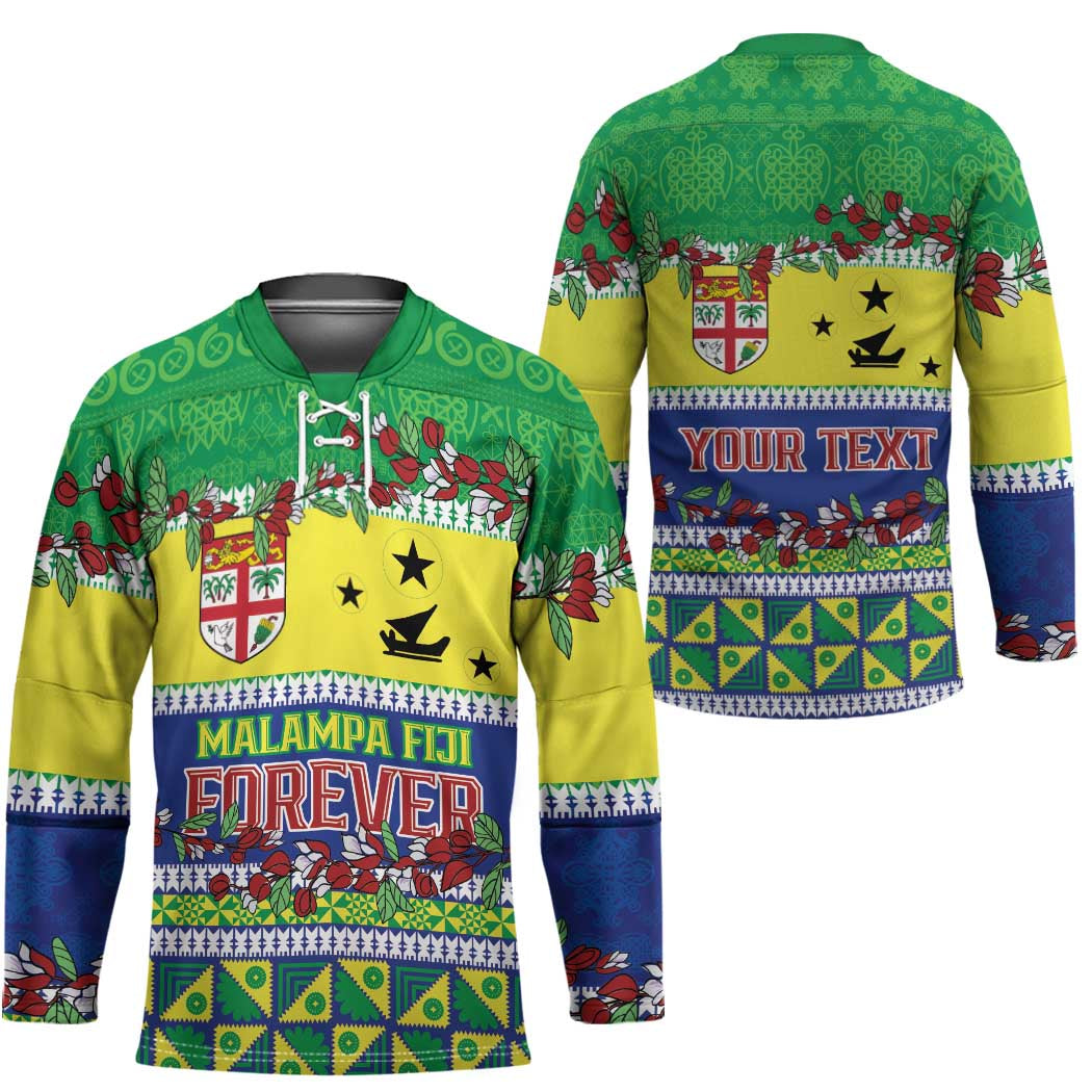 Personalised Malampa Fiji Forever Hockey Jersey Tagimoucia Polynesian Sand Drawing - Polynesian Pride