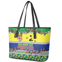 Malampa Fiji Forever Leather Tote Bag Tagimoucia Polynesian Sand Drawing - Polynesian Pride
