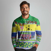 Personalised Malampa Fiji Forever Long Sleeve Polo Shirt Tagimoucia Polynesian Sand Drawing - Polynesian Pride