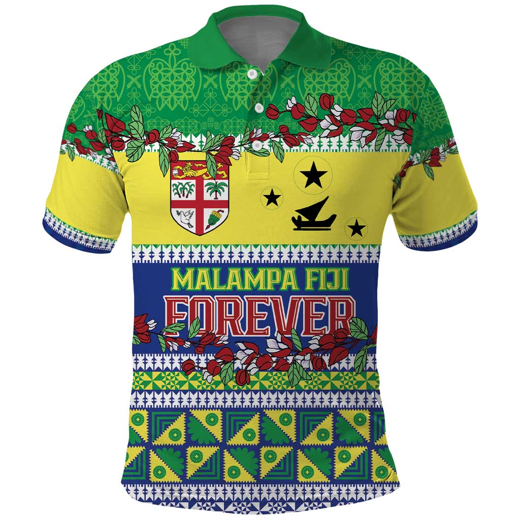 Personalised Malampa Fiji Forever Polo Shirt Tagimoucia Polynesian Sand Drawing - Polynesian Pride