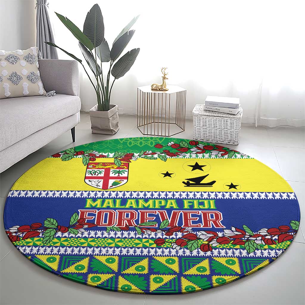 Malampa Fiji Forever Round Carpet Tagimoucia Polynesian Sand Drawing - Polynesian Pride