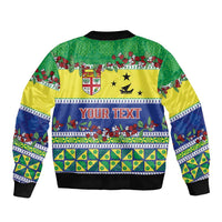 Personalised Malampa Fiji Forever Sleeve Zip Bomber Jacket Tagimoucia Polynesian Sand Drawing - Polynesian Pride