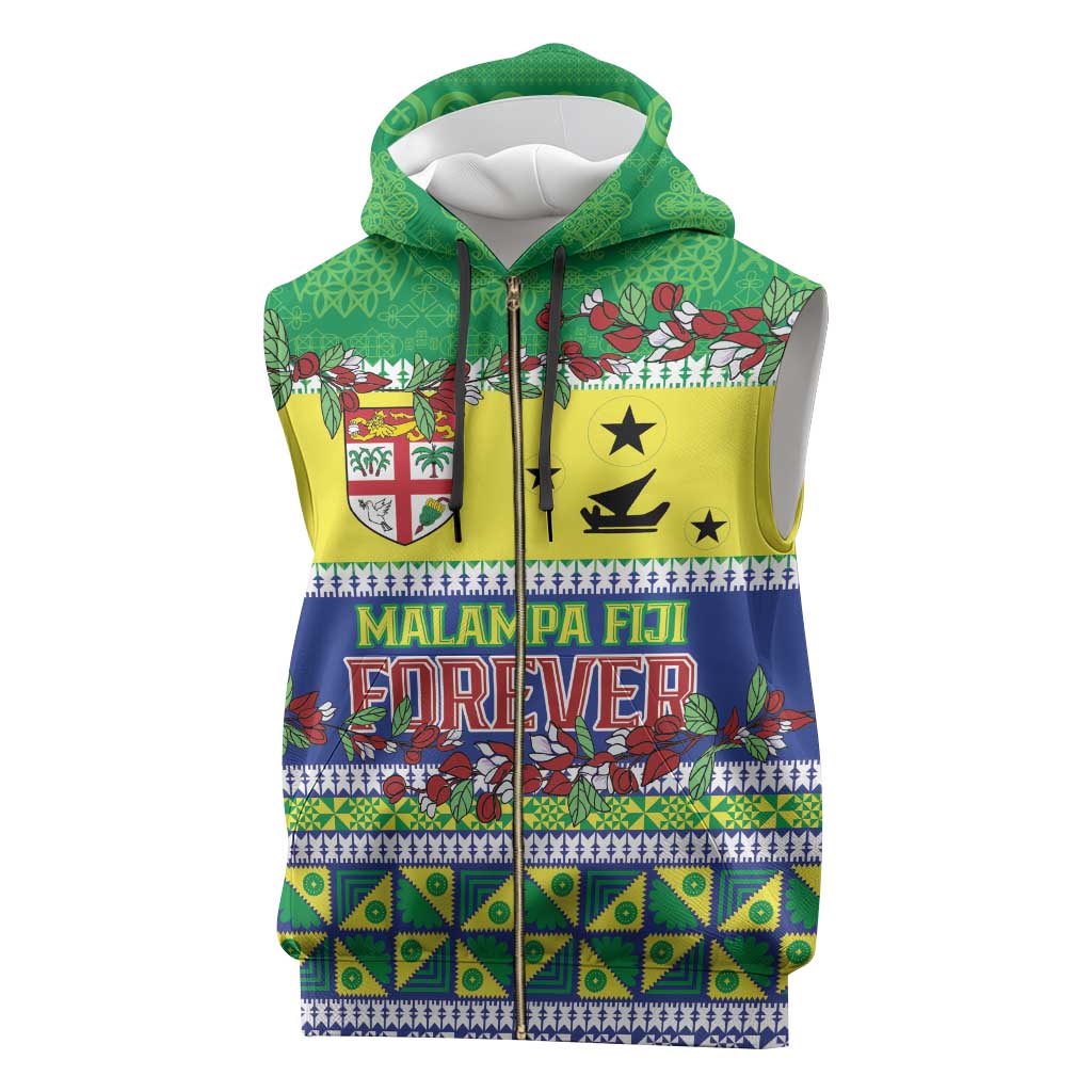 Personalised Malampa Fiji Forever Sleeveless Zip Hoodie Tagimoucia Polynesian Sand Drawing - Polynesian Pride