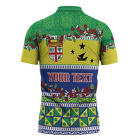 Personalised Malampa Fiji Forever Zipper Polo Shirt Tagimoucia Polynesian Sand Drawing - Polynesian Pride