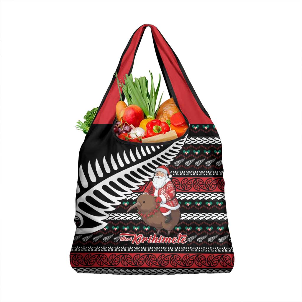 New Zealand Kiwi Santa Christmas Grocery Bag He Wairua Kirihimete LT9 1-pack One Size Black - Polynesian Pride