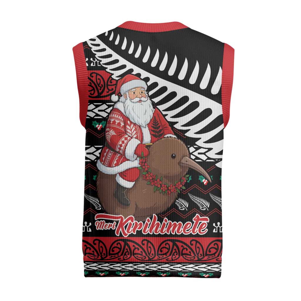 New Zealand Kiwi Santa Christmas Knitted V-Neck Vest He Wairua Kirihimete - Polynesian Pride