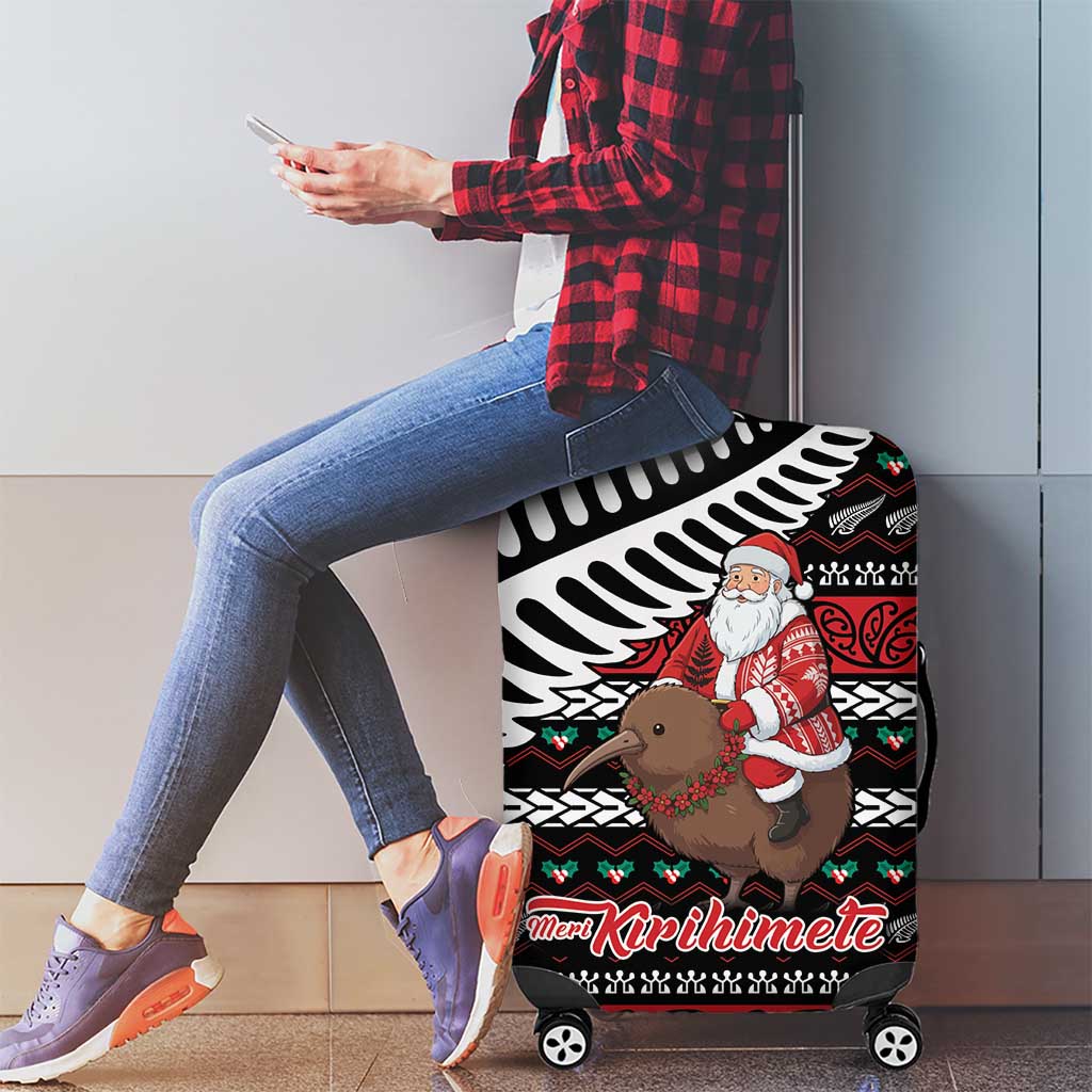 New Zealand Kiwi Santa Christmas Luggage Cover He Wairua Kirihimete - Polynesian Pride