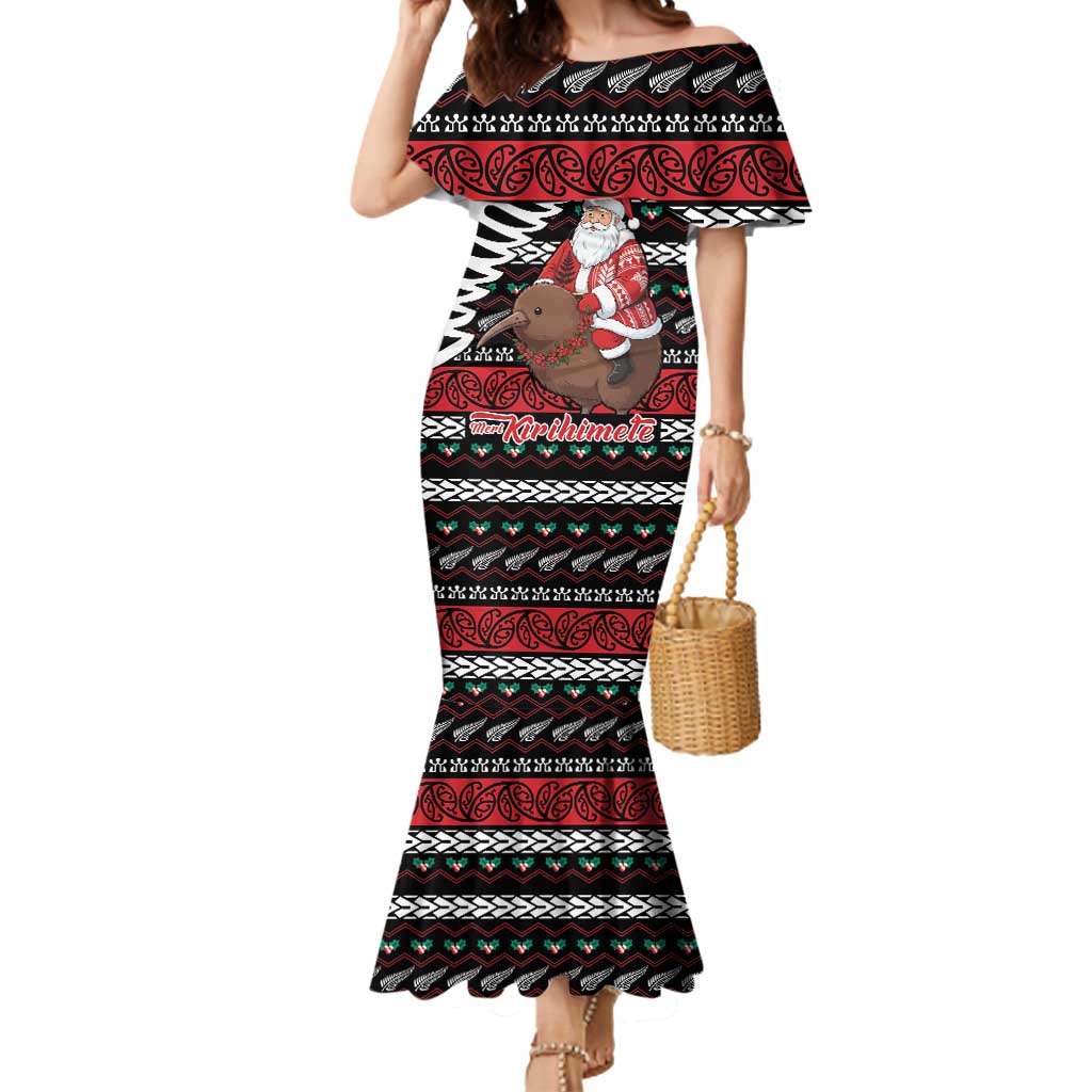 New Zealand Kiwi Santa Christmas Mermaid Dress He Wairua Kirihimete - Polynesian Pride