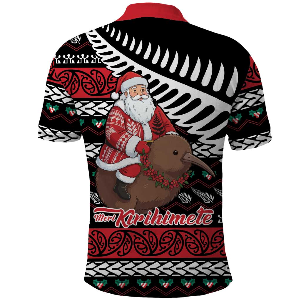 New Zealand Kiwi Santa Christmas Polo Shirt He Wairua Kirihimete - Polynesian Pride