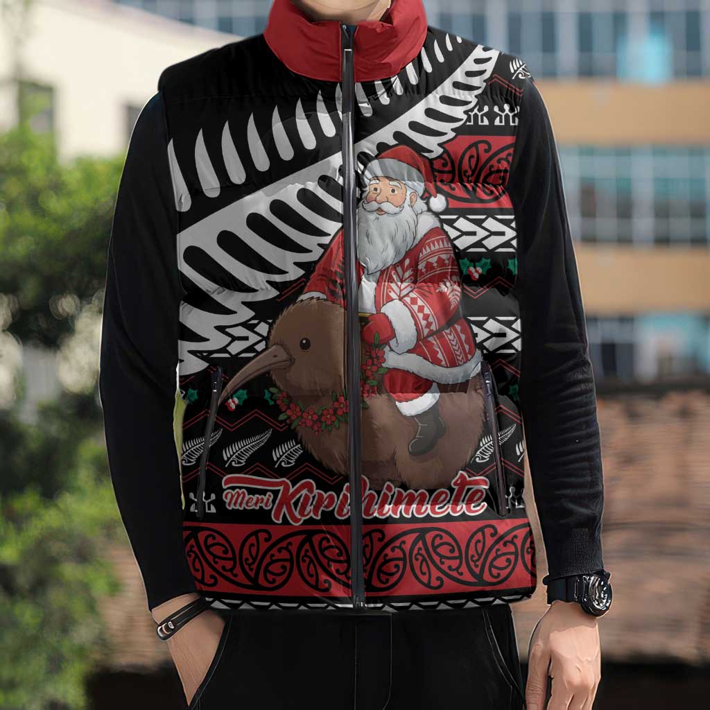 New Zealand Kiwi Santa Christmas Sleeveless Puffer Jacket He Wairua Kirihimete - Polynesian Pride