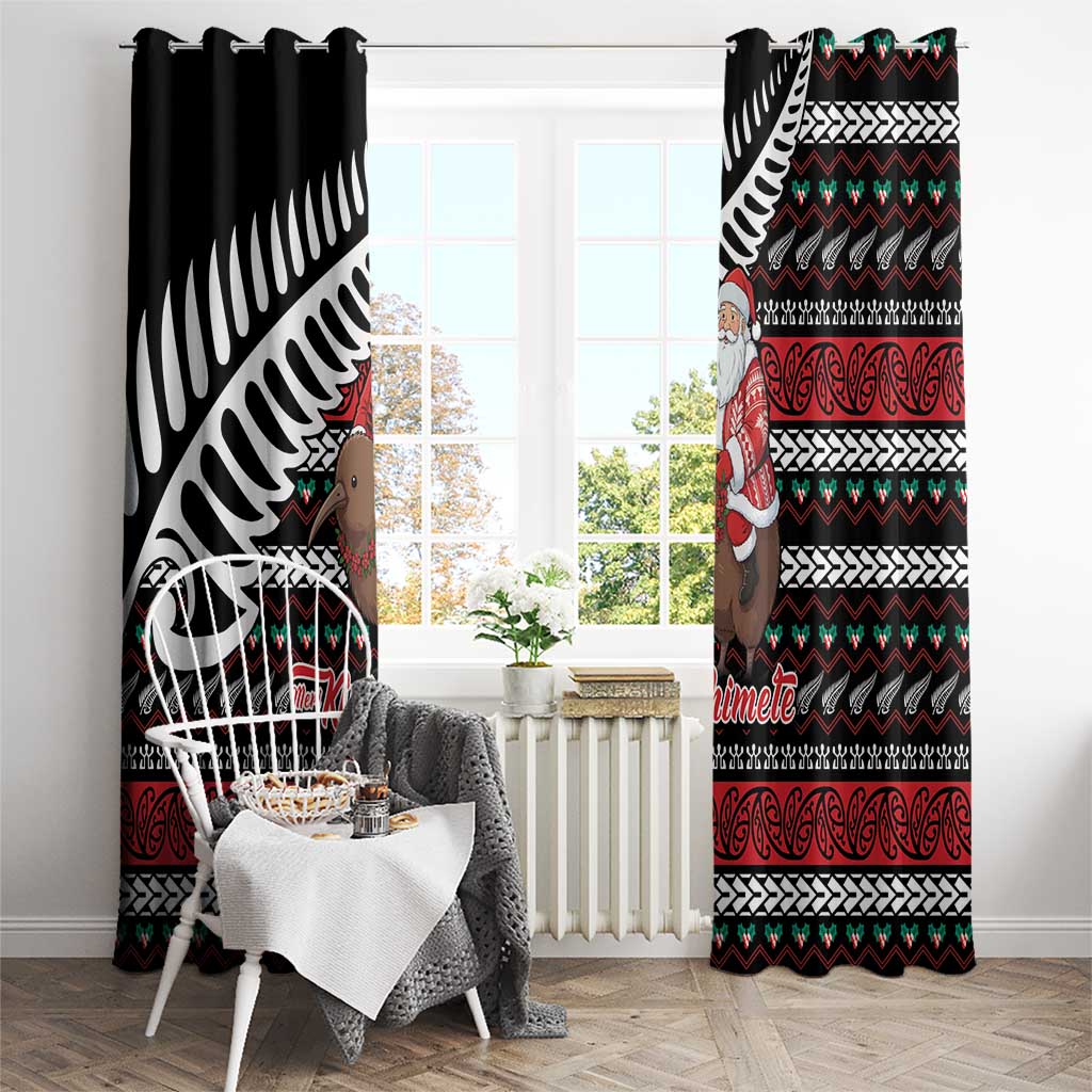 New Zealand Kiwi Santa Christmas Window Curtain He Wairua Kirihimete - Polynesian Pride