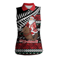 New Zealand Kiwi Santa Christmas Women Sleeveless Polo Shirt He Wairua Kirihimete - Polynesian Pride