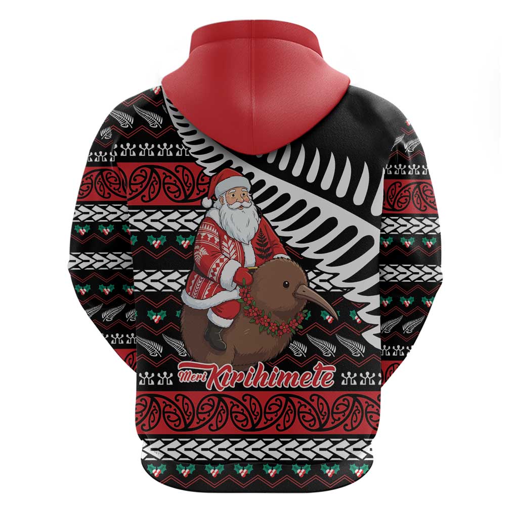 New Zealand Kiwi Santa Christmas Zip Hoodie He Wairua Kirihimete LT9 - Polynesian Pride