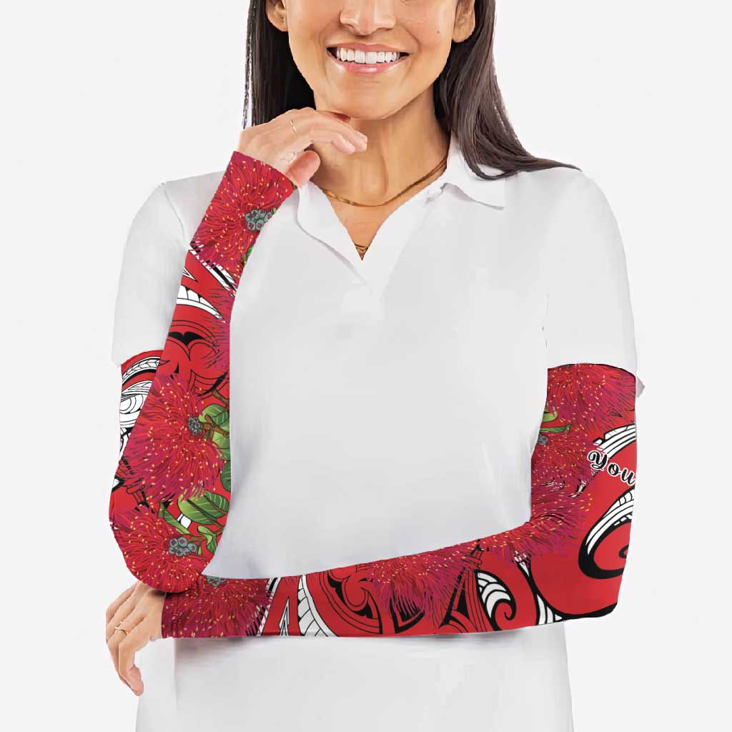 Personalised New Zealand Koru Pohutukawa Arm Sleeves Meri Kirihimete Aroha for Christmas - Polynesian Pride