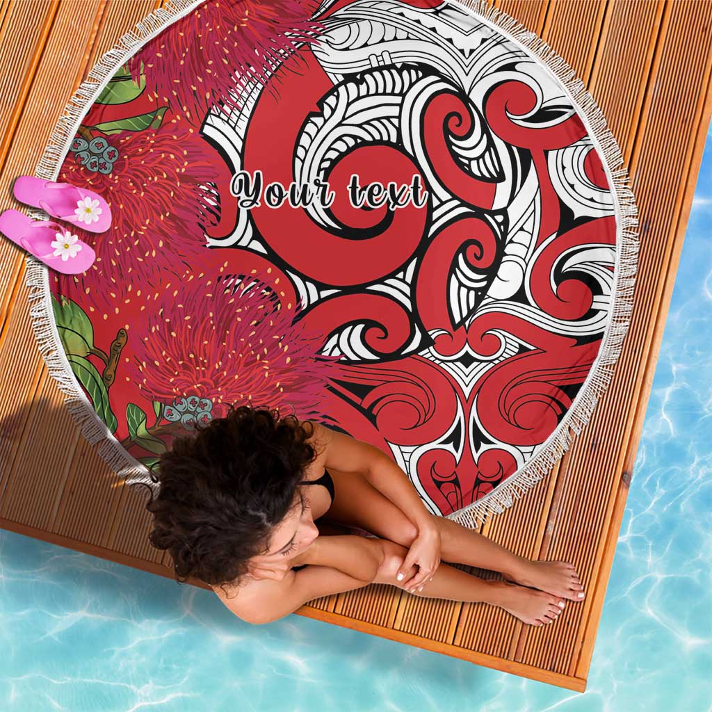 Personalised New Zealand Koru Pohutukawa Beach Blanket Meri Kirihimete Aroha for Christmas - Polynesian Pride