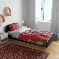 Personalised New Zealand Koru Pohutukawa Bedding Set Meri Kirihimete Aroha for Christmas - Polynesian Pride