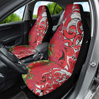 Personalised New Zealand Koru Pohutukawa Car Seat Cover Meri Kirihimete Aroha for Christmas - Polynesian Pride