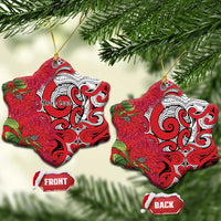 Personalised New Zealand Koru Pohutukawa Ceramic Ornament Meri Kirihimete Aroha for Christmas - Polynesian Pride