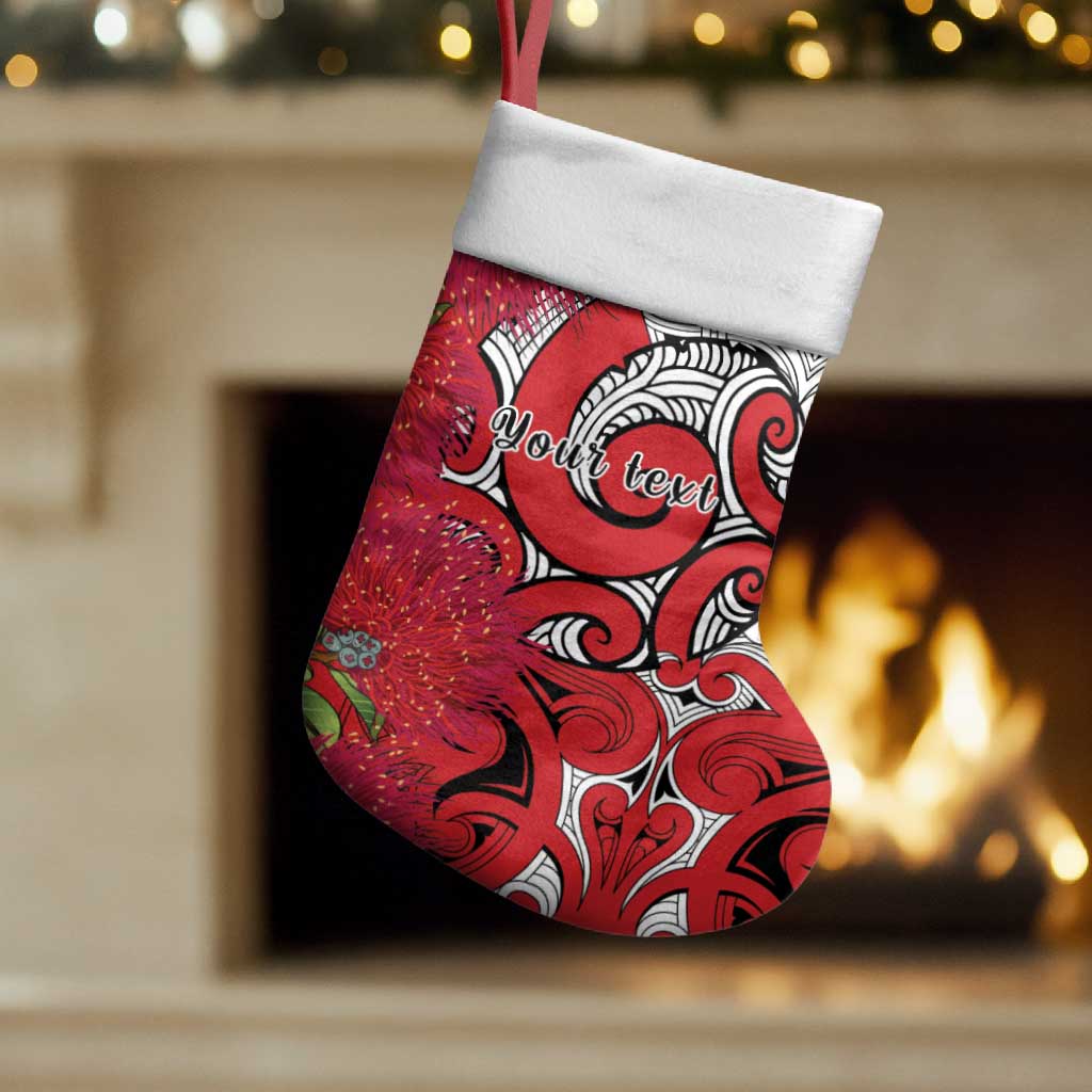Personalised New Zealand Koru Pohutukawa Christmas Stocking Meri Kirihimete Aroha for Christmas - Polynesian Pride