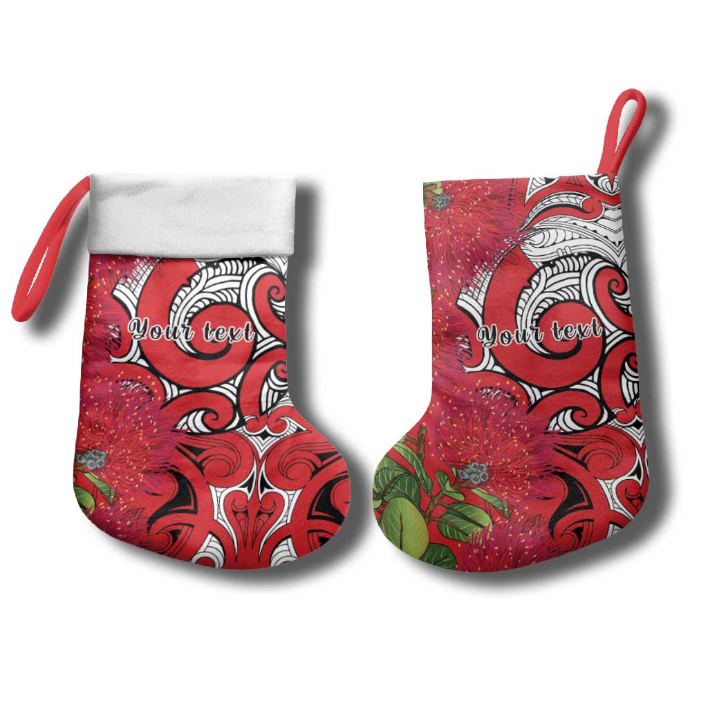 Personalised New Zealand Koru Pohutukawa Christmas Stocking Meri Kirihimete Aroha for Christmas - Polynesian Pride