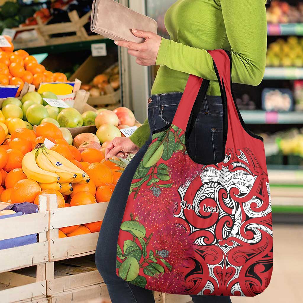 Personalised New Zealand Koru Pohutukawa Grocery Bag Meri Kirihimete Aroha for Christmas - Polynesian Pride