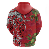 Personalised New Zealand Koru Pohutukawa Hoodie Meri Kirihimete Aroha for Christmas - Polynesian Pride
