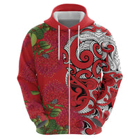 Personalised New Zealand Koru Pohutukawa Hoodie Meri Kirihimete Aroha for Christmas - Polynesian Pride