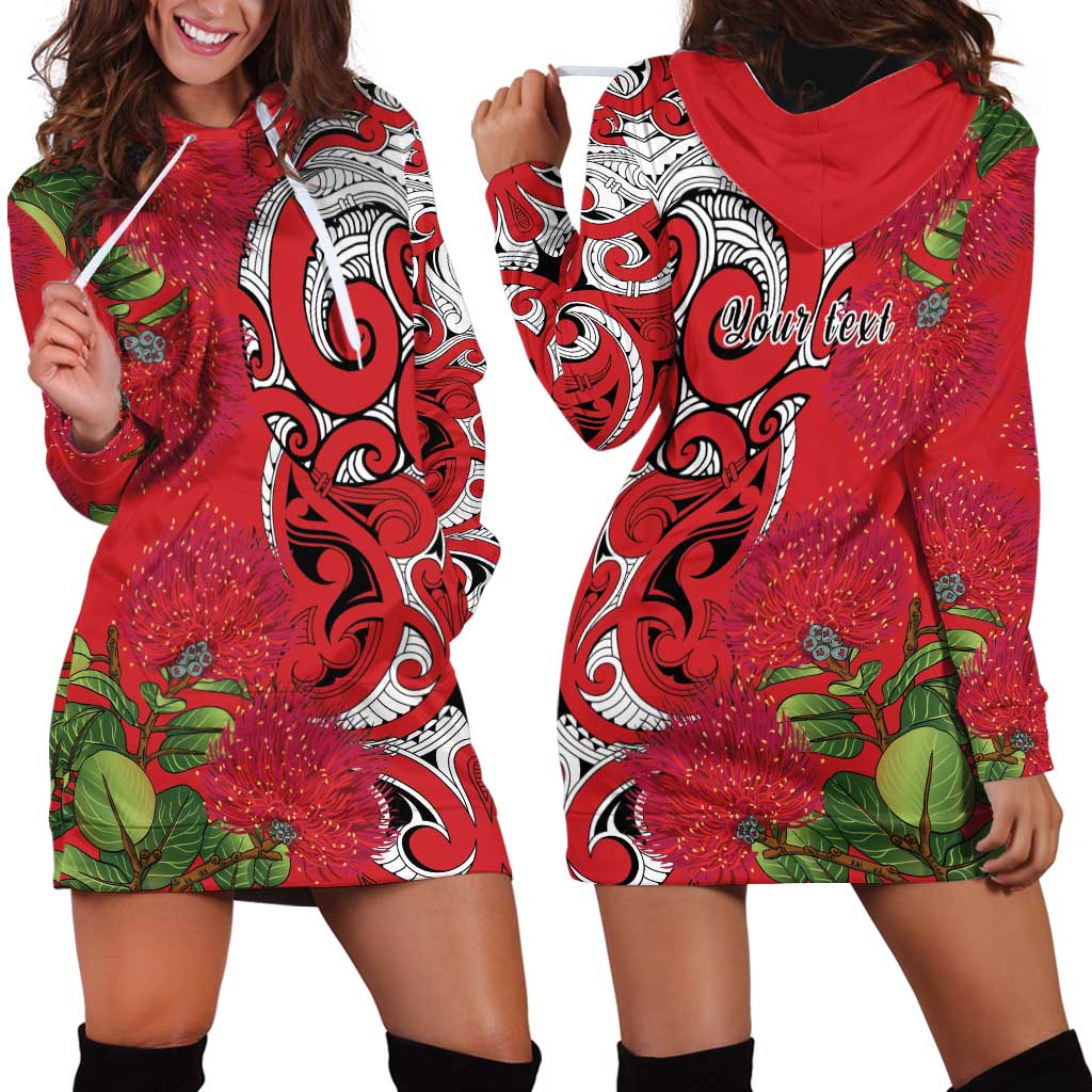 Personalised New Zealand Koru Pohutukawa Hoodie Dress Meri Kirihimete Aroha for Christmas - Polynesian Pride
